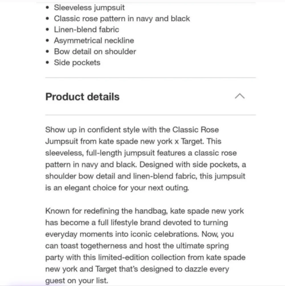 Kate Spade Classic Rose Jumpsuit - Blue & Black Floral - Linen Blend - Size 12 - Picture 6 of 8